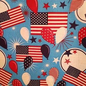 Patriotic American Flag Party Fabric Tablecloth - Blue/Red/White